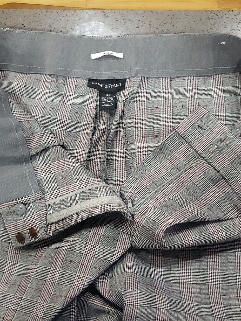 Lane Bryant, The Allie, Gray Plaid Dress Pants with Subtle Red Accents, 20R